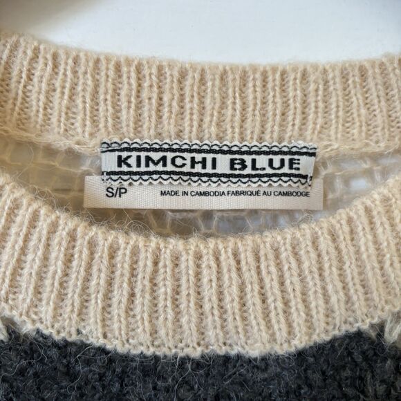 Kimchi Blue Women Cropped Sweater Pullover Crochet Lace Trim Size SP Boho Preppy - Picture 5 of 11